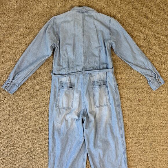Indigo Thread Co Straight Leg Belted Cotton Denim Jumpsuit US Women's M - Picture 4 of 8